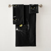 Black Cat Bathroom Towel Set Bad Handdoek (Insitu)
