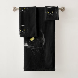 Black Cat Bathroom Towel Set Bad Handdoek