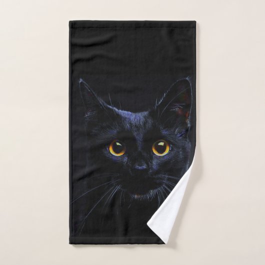 Black Cat Bathroom Towel Set Bad Handdoek (Handdoek)
