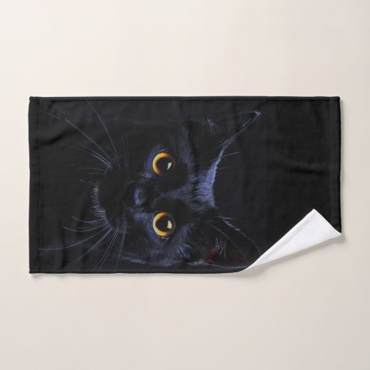 Black Cat Bathroom Towel Set Bad Handdoek (Handdoek)