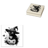 Black Cat, Bats en Jack-O-Lantern Rubberstempel (Gestempeld)