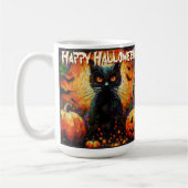 Black Cat Bats Pumpkins Whimsical Personalized Koffiemok (Links)