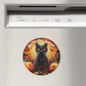 Black Cat Bats Pumpkins Whimsical Personalized Magneet (Insitu (Vaatwasser))