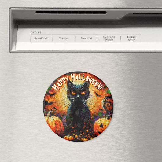 Black Cat Bats Pumpkins Whimsical Personalized Magneet (Insitu (Vaatwasser))