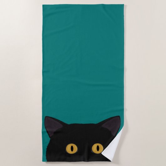 Black Cat Beach Towel Strandlaken (Voorkant)