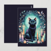 Black Cat beroemd gemaakt door Candle Light Briefkaart (Voorkant / Achterkant)