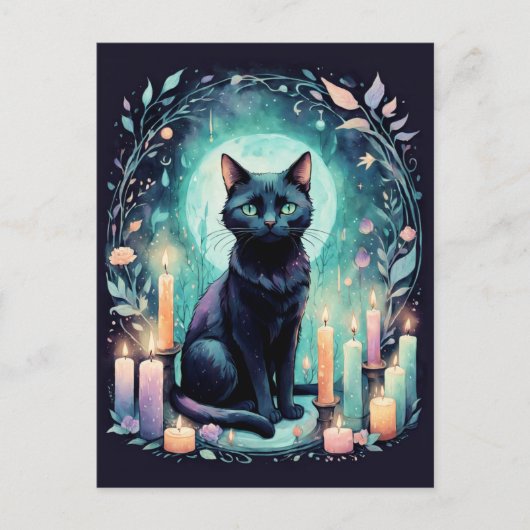 Black Cat beroemd gemaakt door Candle Light Briefkaart (Voorkant)