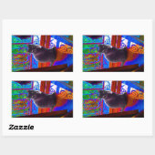 Black Cat bewaakt een psychedelische deuropening Rechthoekige Sticker (Vel)