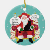 Black Cat Bezoeken Santa Funny Custom Foto Keramisch Ornament (Voorkant)