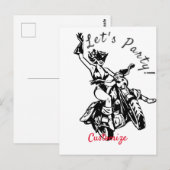 Black Cat Biker Babe Thunder_Cove Briefkaart (Voorkant / Achterkant)