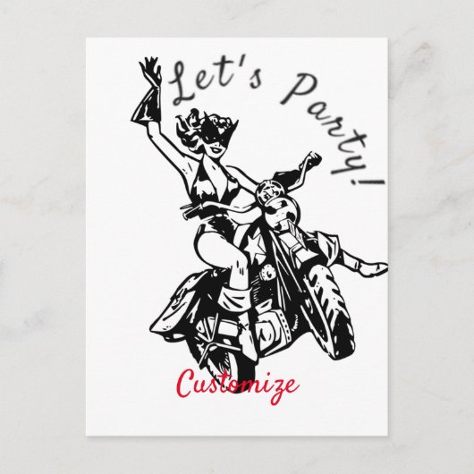 Black Cat Biker Babe Thunder_Cove Briefkaart (Voorkant)