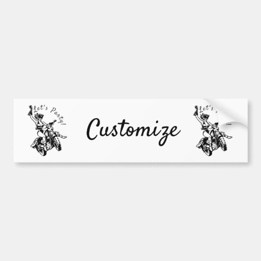 Black Cat Biker Babe Thunder_Cove Bumpersticker (Voorkant)