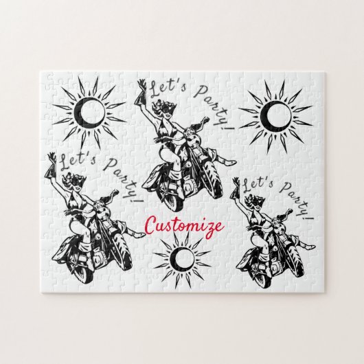 Black Cat Biker Babe Thunder_Cove Legpuzzel (Horizontaal)