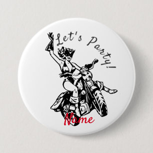 Black Cat Biker Babe Thunder_Cove Ronde Button 7,6 Cm