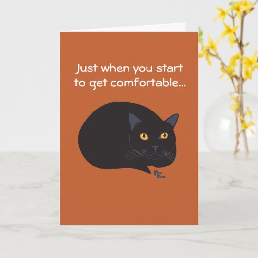 Black Cat Birthday Kaart (Gele Bloem)