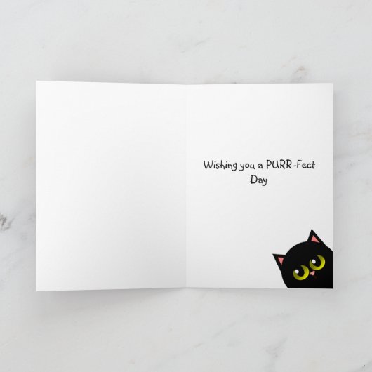 Black Cat Birthday Kaart (Binnen)