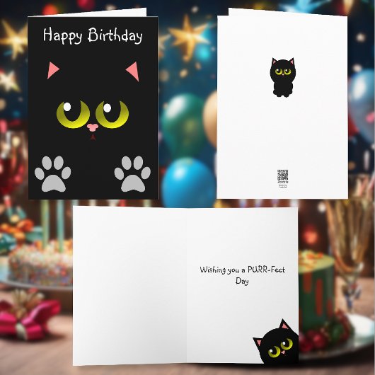 Black Cat Birthday Kaart