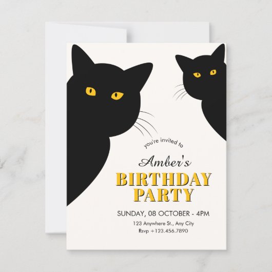 Black cat birthday kaart (Voorkant)