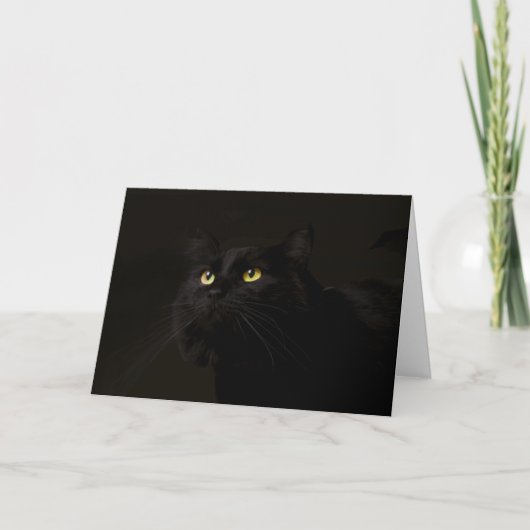 Black Cat Birthday Kaart beroemd gemaakt door Focu (Voorkant)