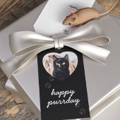 Black Cat Birthday Pet Photo Gift Label Cadeaulabel