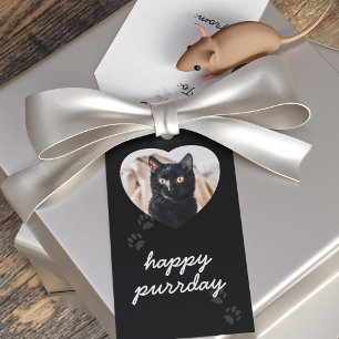 Black Cat Birthday Pet Photo Gift Label Cadeaulabel