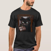 Black Cat Biting Chocolate T-shirt (Voorkant)