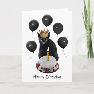Black Cat Black Balloons Verjaardag Kaart
