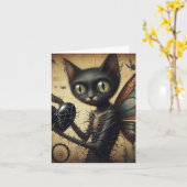 Black Cat Black Heart Doorns Alle gelegenheden Kaart (Gele Bloem)