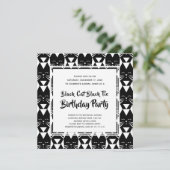 Black Cat Black Stropdas Funny Birthday Party Invi Kaart (Staand voorkant)
