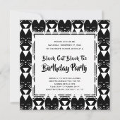 Black Cat Black Stropdas Funny Birthday Party Invi Kaart (Voorkant)
