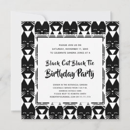 Black Cat Black Stropdas Funny Birthday Party Invi Kaart