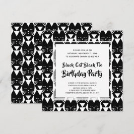 Black Cat Black Stropdas Funny Birthday Party Invi Kaart