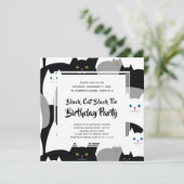 Black Cat Black Stropdas Grappig Verjaardagsfeest  Kaart (Staand voorkant)