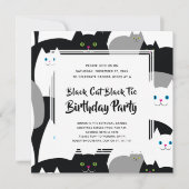 Black Cat Black Stropdas Grappig Verjaardagsfeest  Kaart (Voorkant)