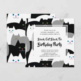 Black Cat Black Stropdas Grappig Verjaardagsfeest Kaart