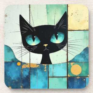 Black Cat Block art Bier Onderzetter