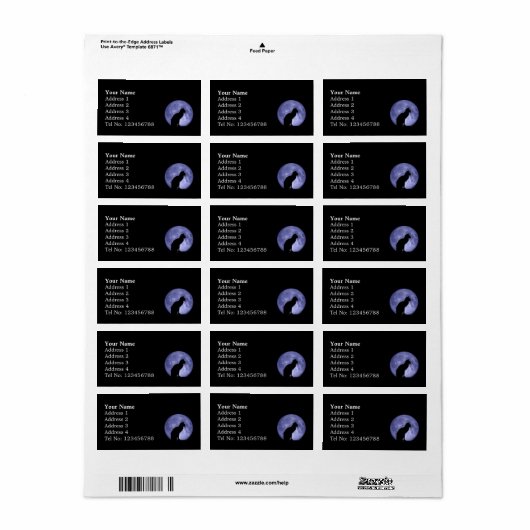 Black Cat, Blue Moon Adreslabel (M) Etiket (Full Sheet)