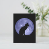 Black Cat Blue Moon Briefkaart (Staand voorkant)