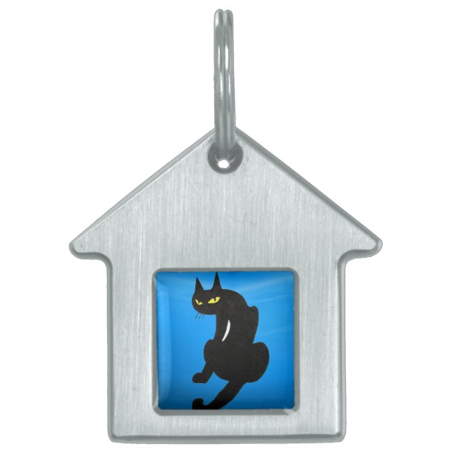 BLACK CAT, Blue Sapphire Huisdieren Naamplaatje (Voorkant)