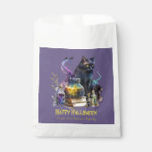Black Cat boeken en drankjes Happy Halloween Bedankzakje (Voorkant)