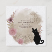 Black Cat Boho Waterverf Square Visitekaartje (Achterkant)