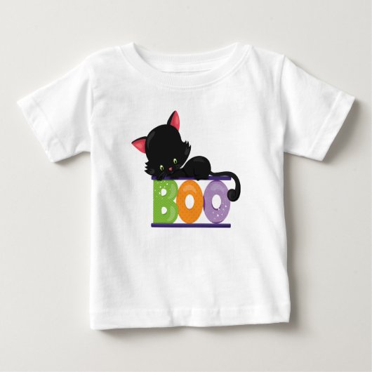 Black Cat Boo Baby T-Shirt (Voorkant)