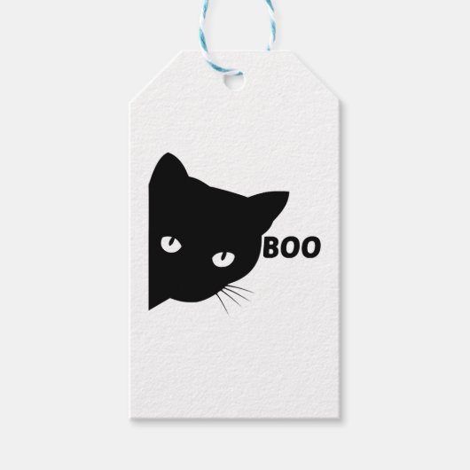 Black cat boo Halloween gift cats Cadeaulabel (Voorkant)