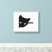 Black cat boo Halloween gift cats Canvas Afdruk (Insitu (Houten vloer))