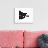 Black cat boo Halloween gift cats Canvas Afdruk (Insitu (Woonkamer))