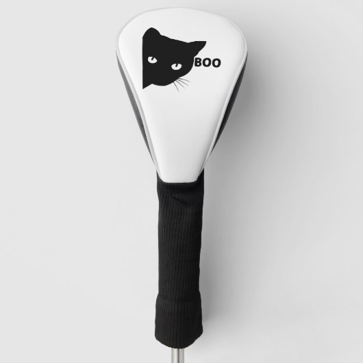 Black cat boo Halloween gift cats Golfheadcover (Voorkant)