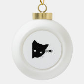 Black cat boo Halloween gift cats Keramische Bal Ornament (Voorkant)