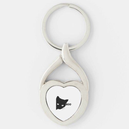 Black cat boo Halloween gift cats Sleutelhanger (Voorkant)