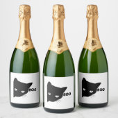 Black cat boo Halloween gift cats Sparkling Wijnetiket (Flessen)