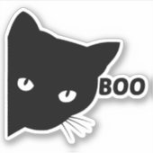 Black cat boo Halloween gift cats Sticker (Voorkant)